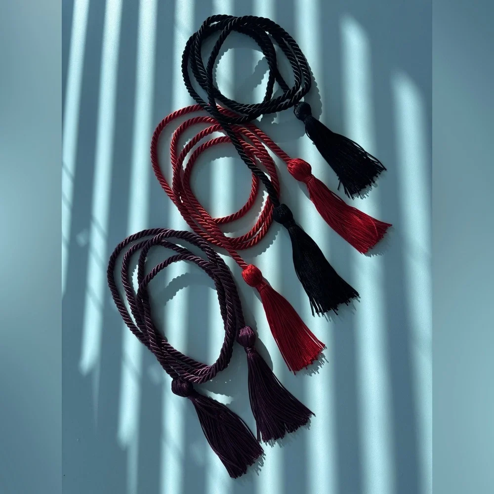 Burgundy Tassel Rope Belt